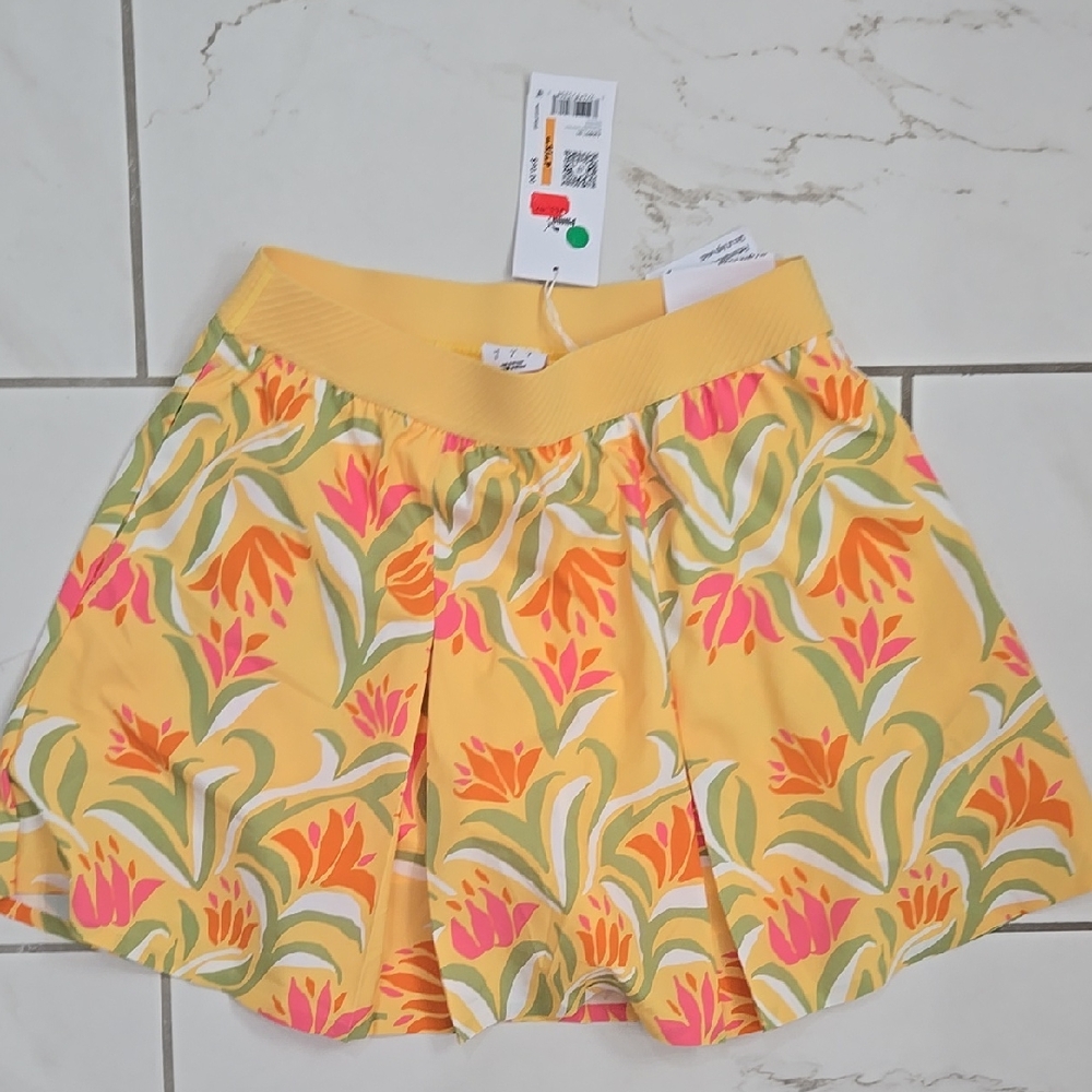 Puma Floral Golf Skirt in Yellow and Orange